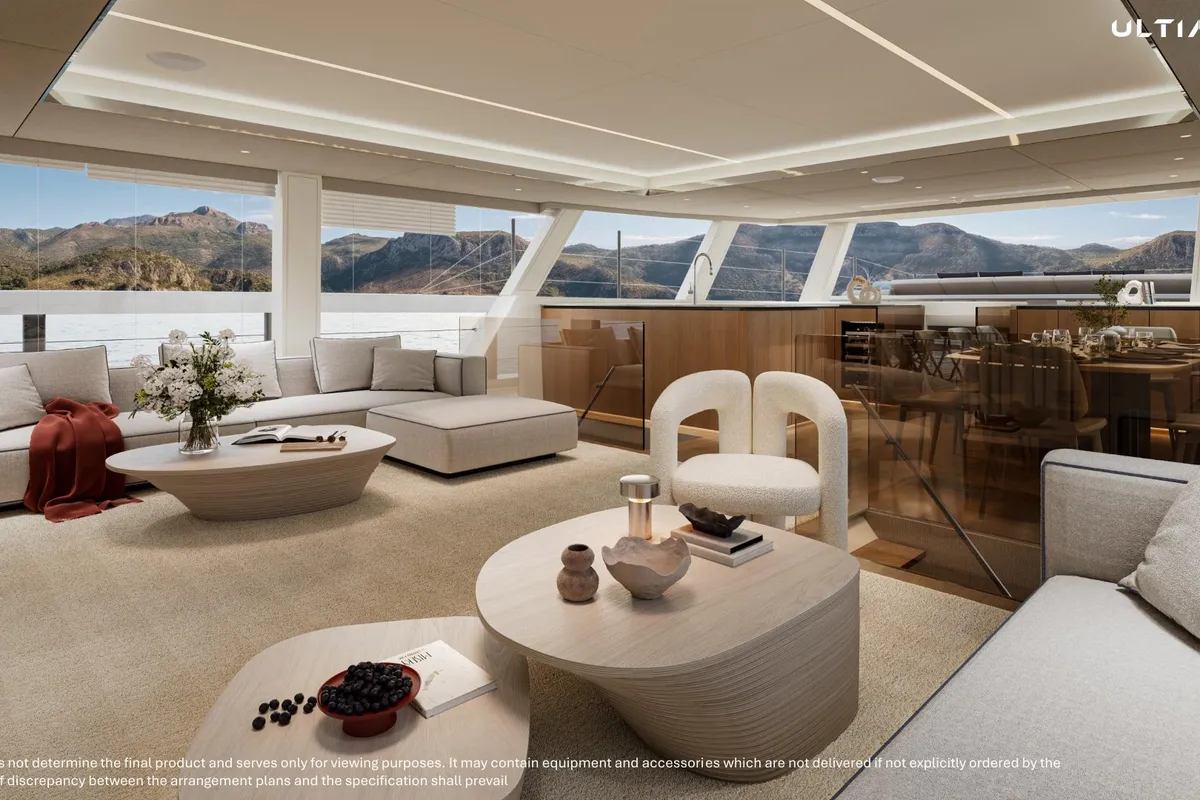 Salon of MIM OCEAN 10 | to be delivered in January 2027, a Sunreef Ultima 88 catamaran at Port d'Andratx, Spain