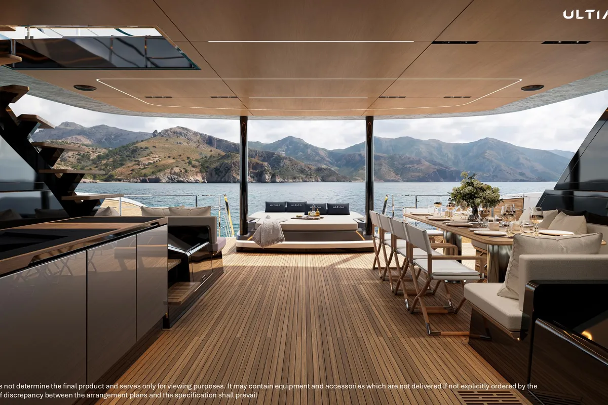 Deck of MIM OCEAN 10 | to be delivered in January 2027, a Sunreef Ultima 88 catamaran at Port d'Andratx, Spain