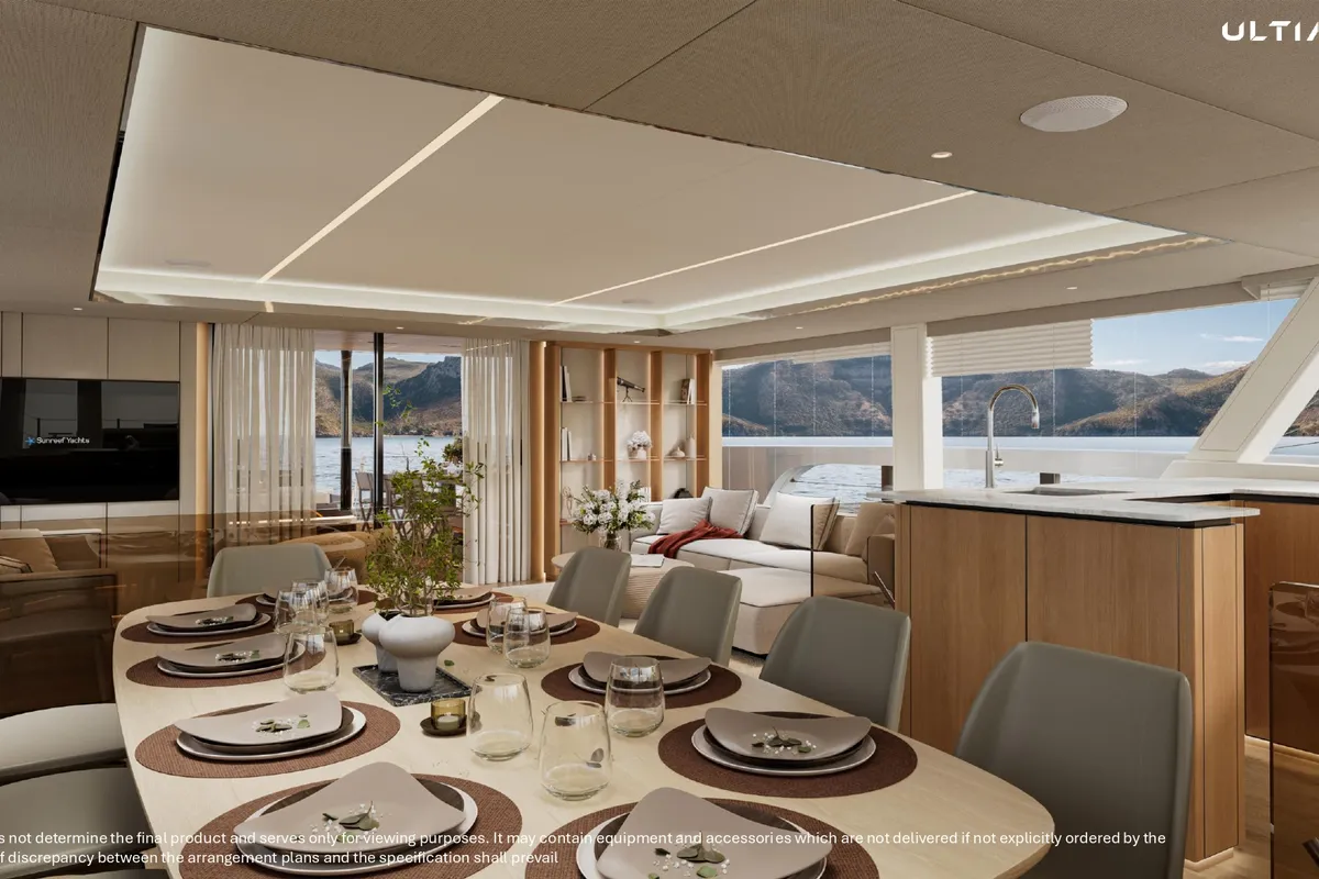 Salon of MIM OCEAN 10 | to be delivered in January 2027, a Sunreef Ultima 88 catamaran at Port d'Andratx, Spain