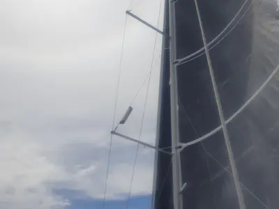 Deck of The song is you, a Jeanneau Sun Odyssey 410 sailboat at Tropea, Italy