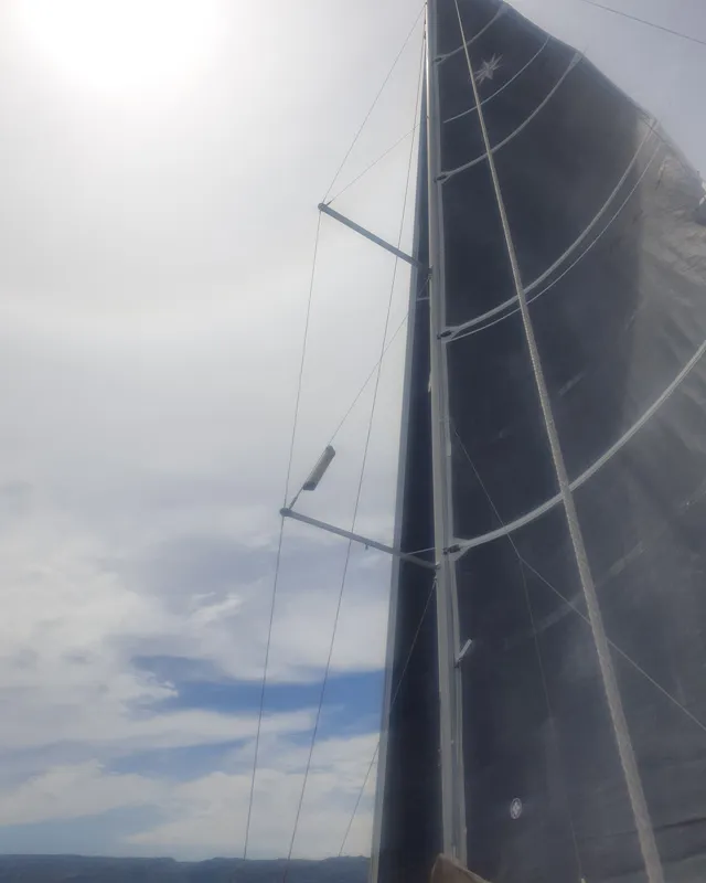 Deck of The song is you, a Jeanneau Sun Odyssey 410 sailboat at Tropea, Italy