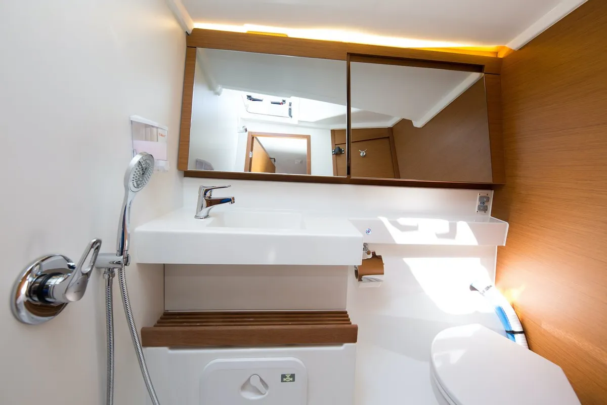 Head on Suncity 4, a Jeanneau Sun Odyssey 440 sailboat at Fethiye, Turkey