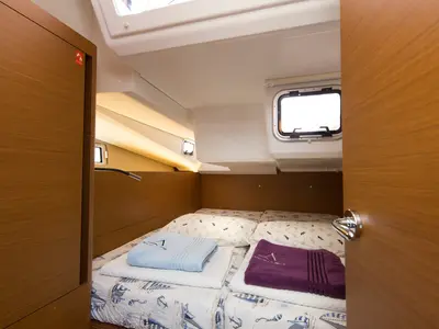 Cabin on Suncity 4, a Jeanneau Sun Odyssey 440 sailboat at Fethiye, Turkey