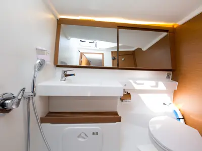 Head on Suncity 4, a Jeanneau Sun Odyssey 440 sailboat at Fethiye, Turkey