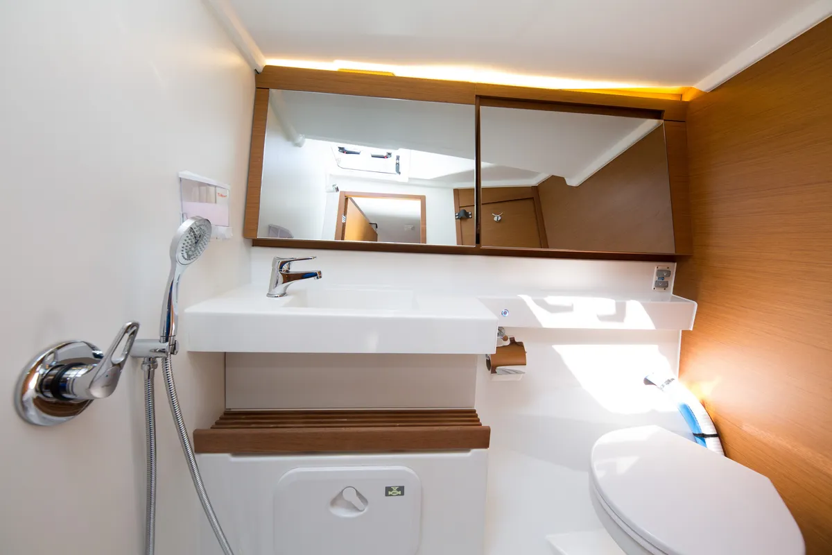 Head on Suncity 4, a Jeanneau Sun Odyssey 440 sailboat at Fethiye, Turkey