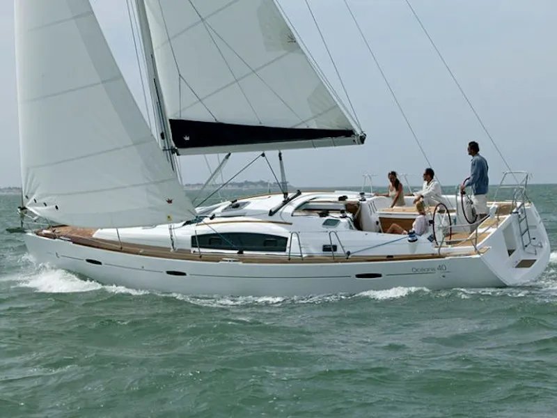 Exterior view of Zynobia, a Beneteau Oceanis 40 sailboat at Municipal Unit of Sikyona, Greece