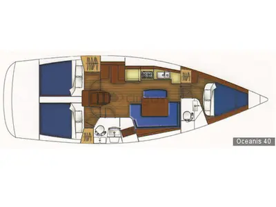 Floor plan of Zynobia, a Beneteau Oceanis 40 sailboat at Municipal Unit of Sikyona, Greece