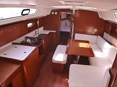 Salon of Zynobia, a Beneteau Oceanis 40 sailboat at Municipal Unit of Sikyona, Greece