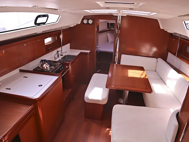 Salon of Zynobia, a Beneteau Oceanis 40 sailboat at Municipal Unit of Sikyona, Greece