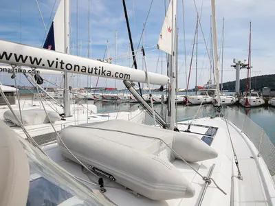 Deck of Amore di Mare, a Beneteau Oceanis 46.1 sailboat at Općina Medulin, Croatia
