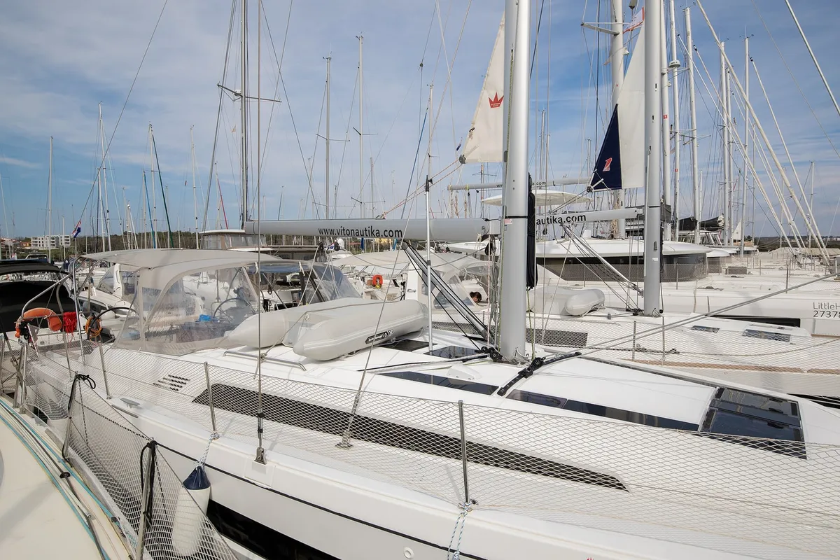 Exterior view of Amore di Mare, a Beneteau Oceanis 46.1 sailboat at Općina Medulin, Croatia