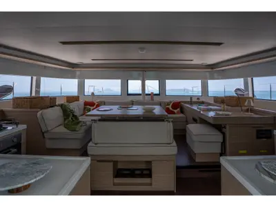 Salon of Allegra - Premium Line, a Lagoon 51 catamaran at Olbia, Italy