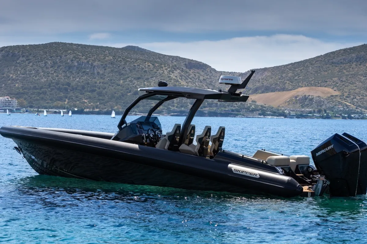 BSK, a Skipper-BSK 34 NC motorboat at Naxos, Greece