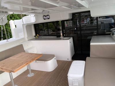 Deck of Maui, a Lagoon 46 catamaran at Roche Caiman, Seychelles