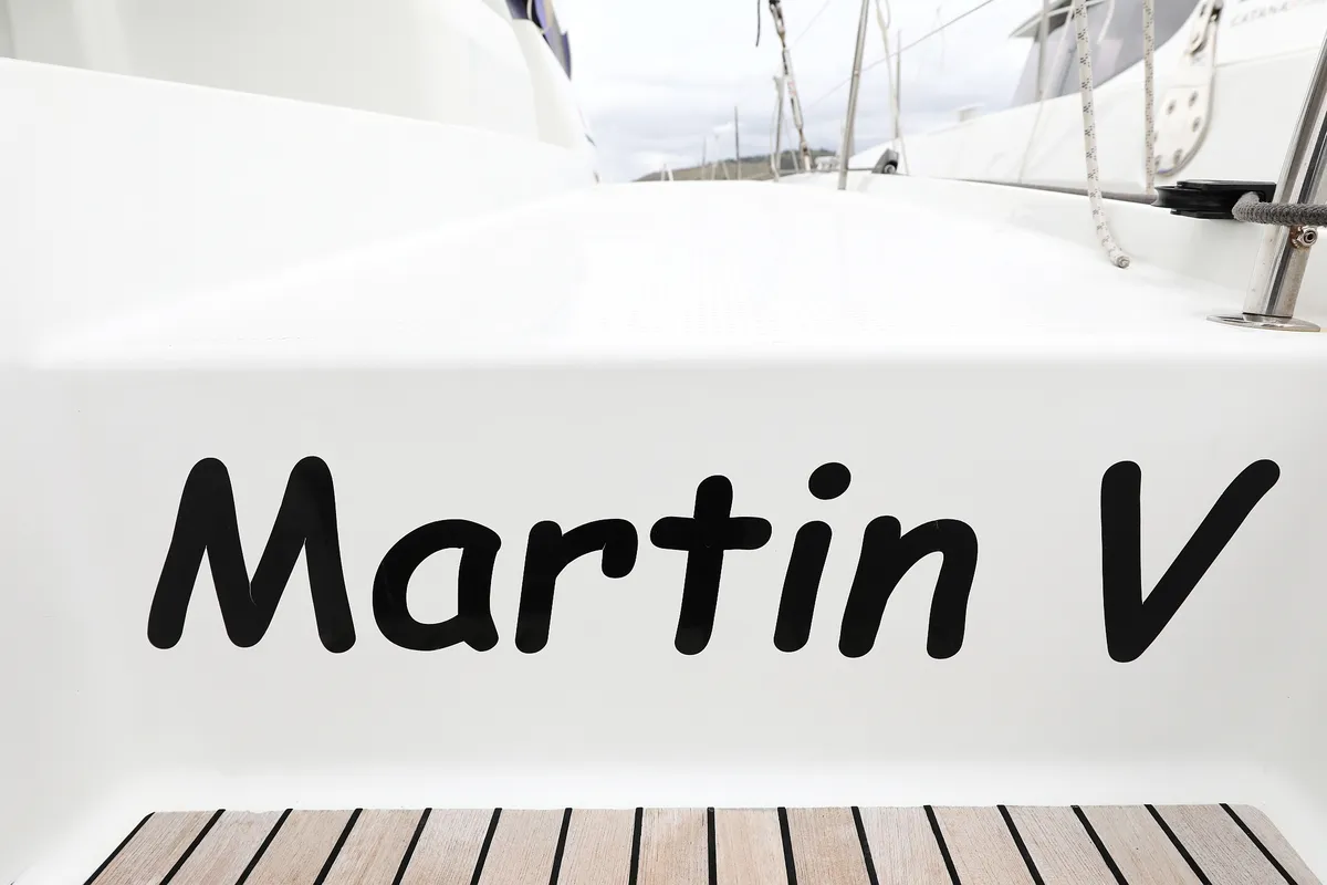 Martin V, a Fountaine Pajot Saona 47 Quintet catamaran at Općina Rogoznica, Croatia