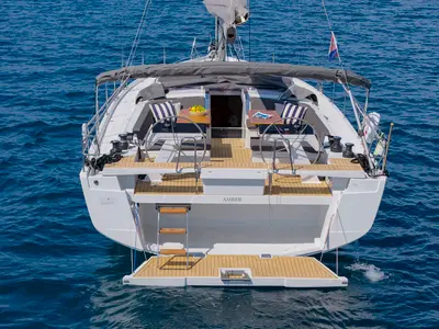 Deck of Hanse 510, a sailboat at Kaštela, Croatia
