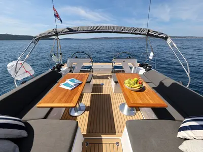 Cockpit of Hanse 510, a sailboat at Kaštela, Croatia