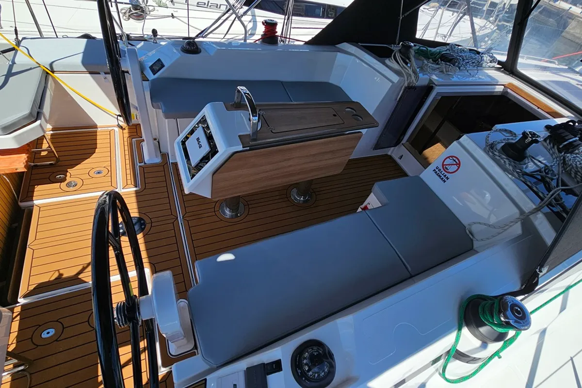 Cockpit of Windchaser, a Bavaria C38 sailboat at Zadar, Croatia