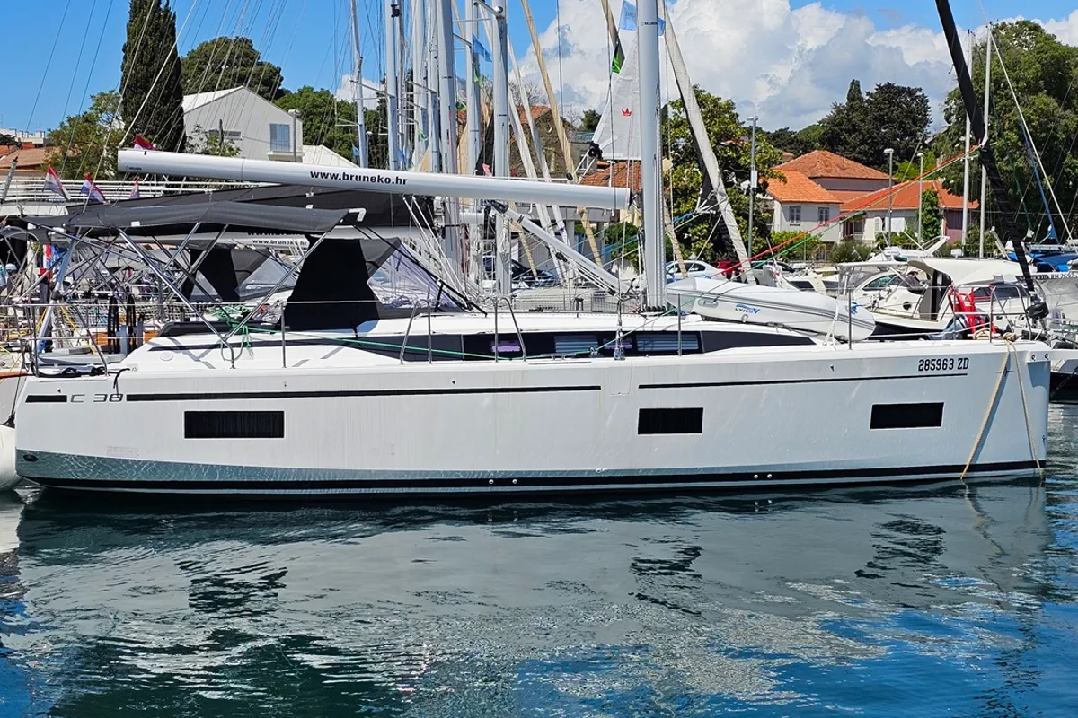 Exterior view of Windchaser, a Bavaria C38 sailboat at Zadar, Croatia