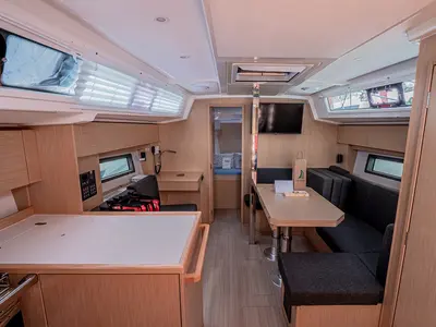 Salon of Windchaser, a Bavaria C38 sailboat at Zadar, Croatia