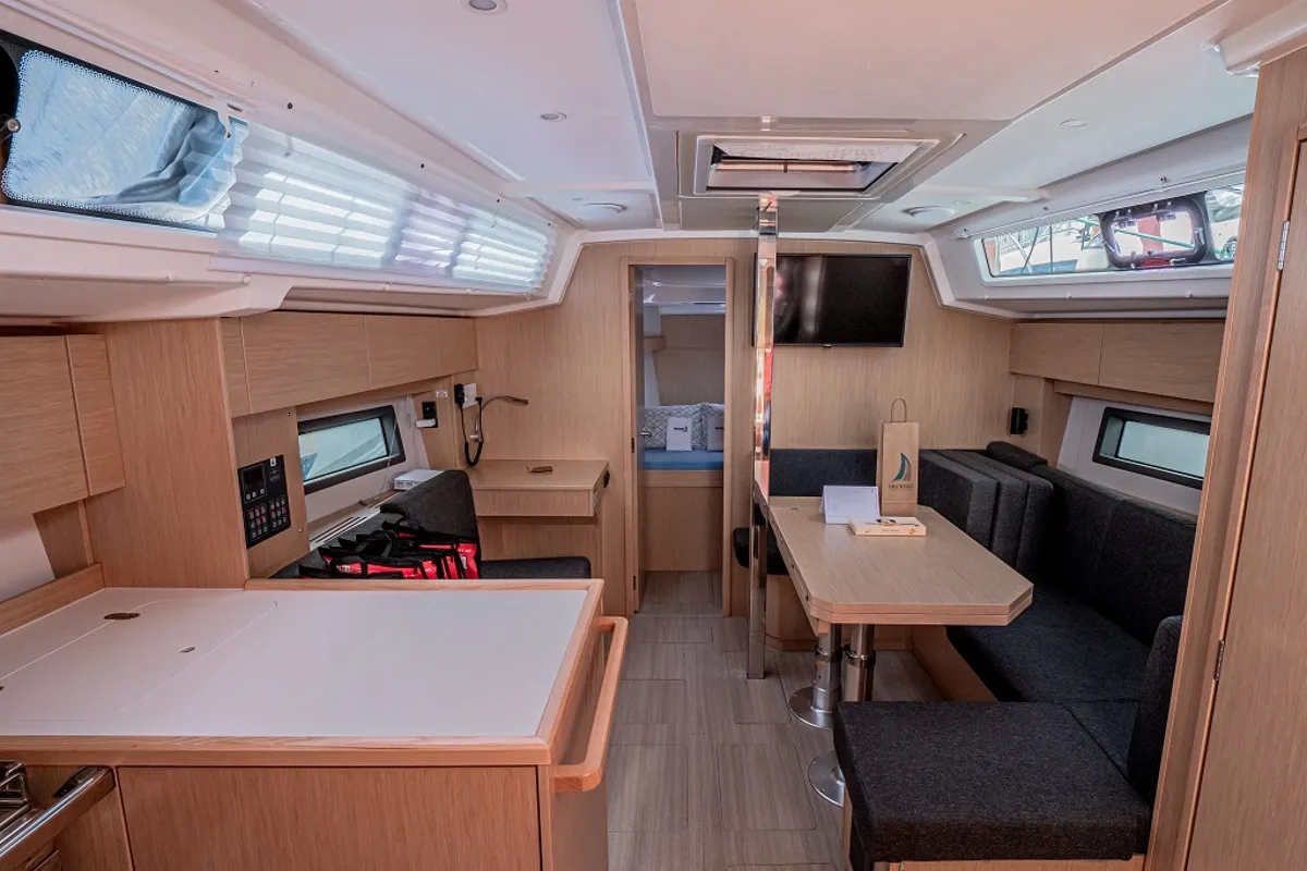 Salon of Windchaser, a Bavaria C38 sailboat at Zadar, Croatia