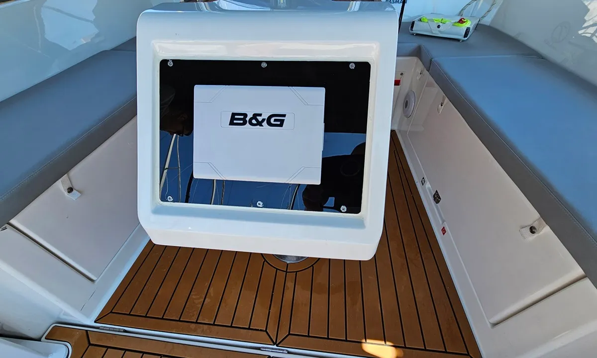 Cockpit of Windchaser, a Bavaria C38 sailboat at Zadar, Croatia