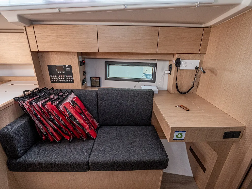 Salon of Windchaser, a Bavaria C38 sailboat at Zadar, Croatia