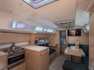 Galley of Windchaser, a Bavaria C38 sailboat at Zadar, Croatia