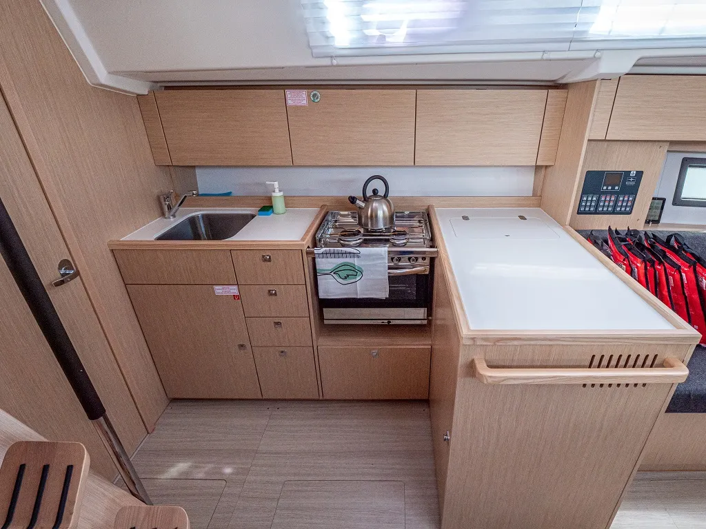 Galley of Windchaser, a Bavaria C38 sailboat at Zadar, Croatia