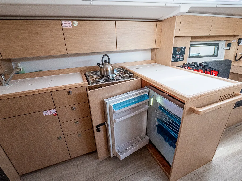 Galley of Windchaser, a Bavaria C38 sailboat at Zadar, Croatia