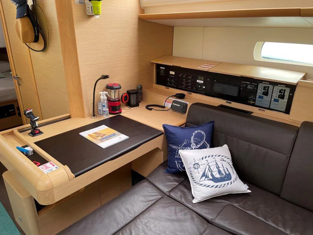 Salon of Oxygen, a Jeanneau Sun Odyssey 519 sailboat at Road Town, British Virgin Islands