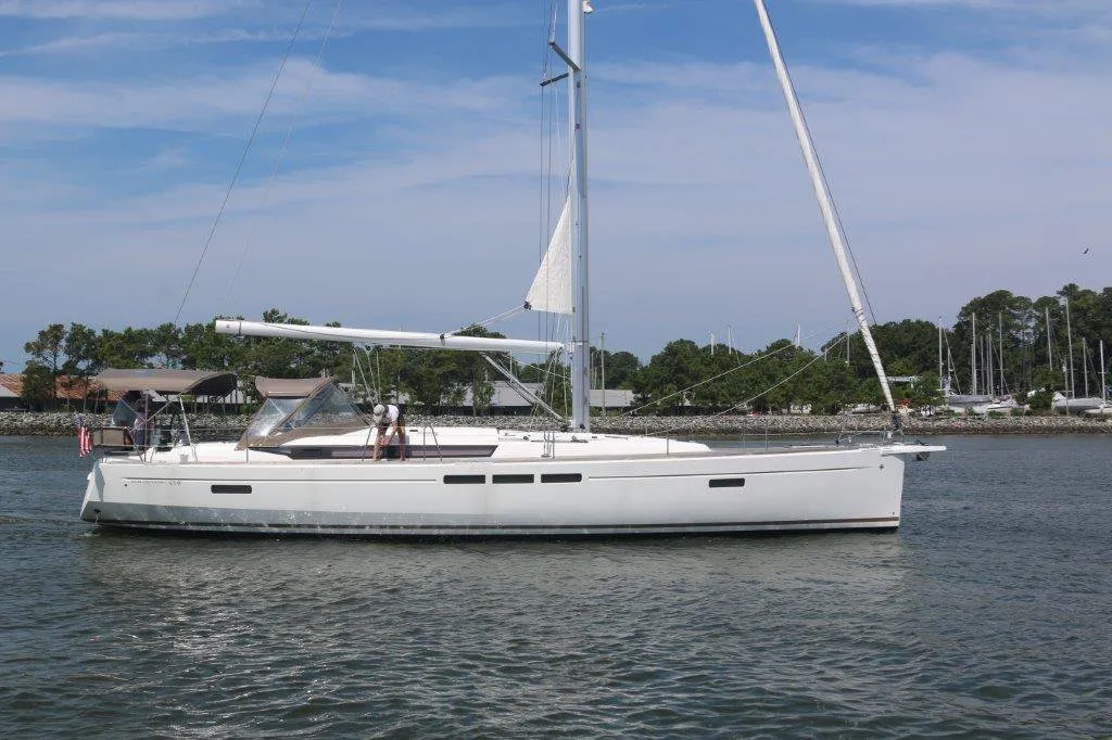 Exterior view of Oxygen, a Jeanneau Sun Odyssey 519 sailboat at Road Town, British Virgin Islands