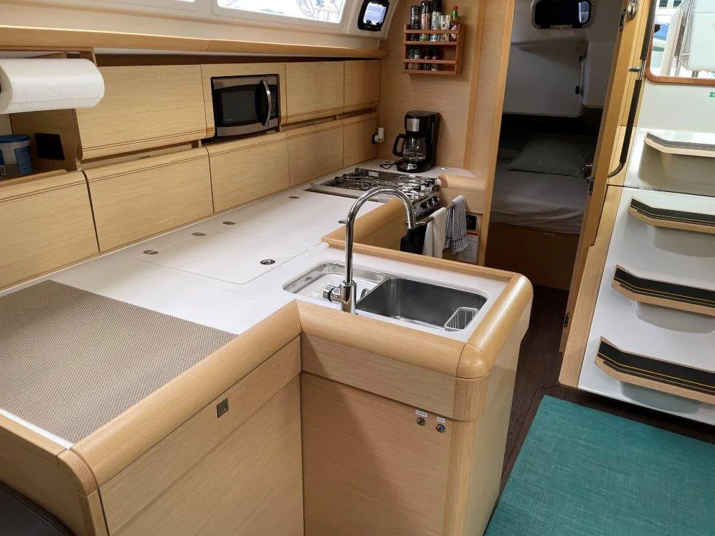 Galley of Oxygen, a Jeanneau Sun Odyssey 519 sailboat at Road Town, British Virgin Islands