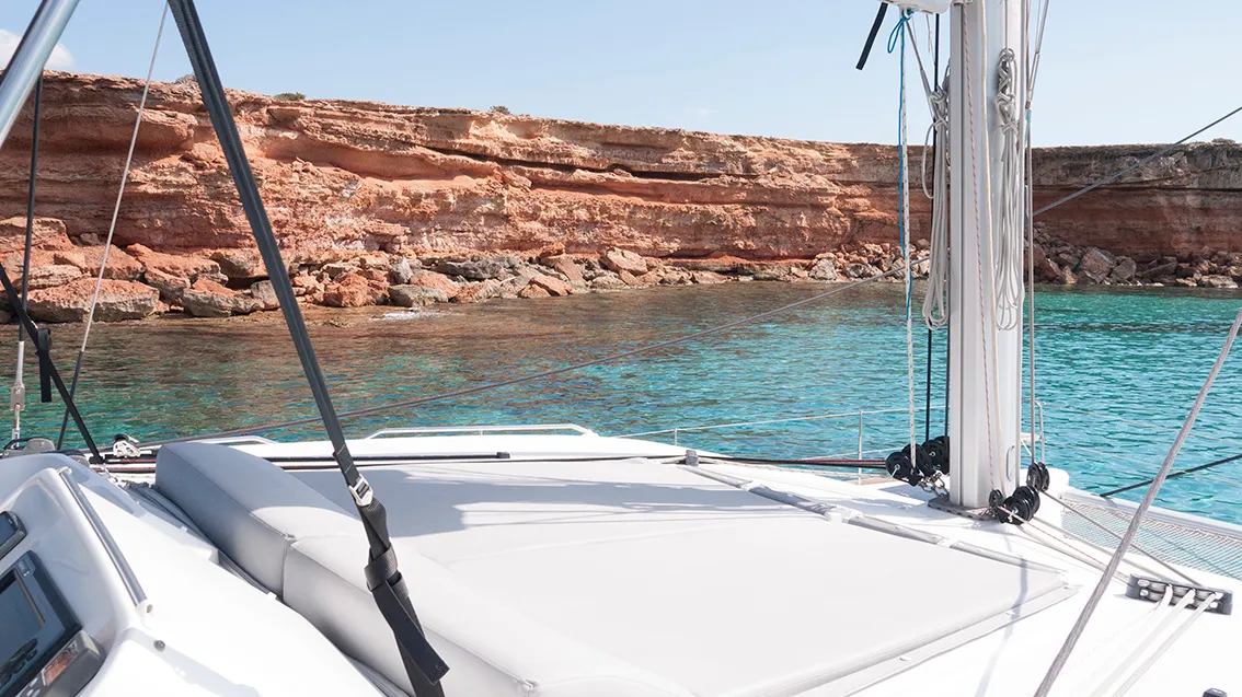Deck of Balok, a Lagoon 450 catamaran at Santa Eulària des Riu, Spain