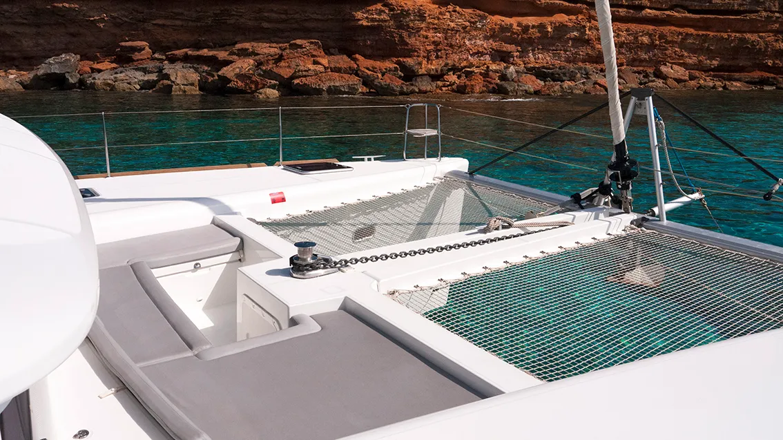 Deck of Balok, a Lagoon 450 catamaran at Santa Eulària des Riu, Spain