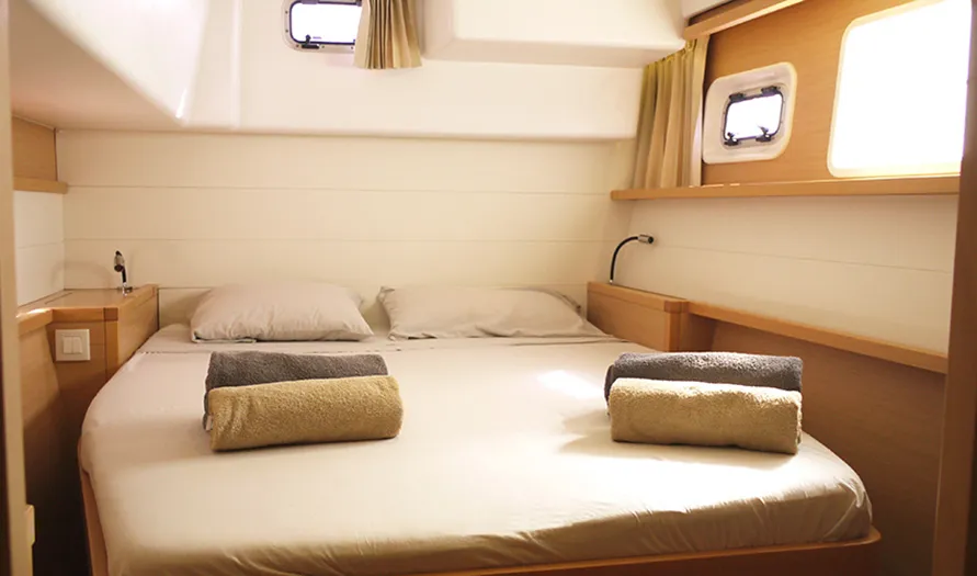 Cabin on Balok, a Lagoon 450 catamaran at Santa Eulària des Riu, Spain