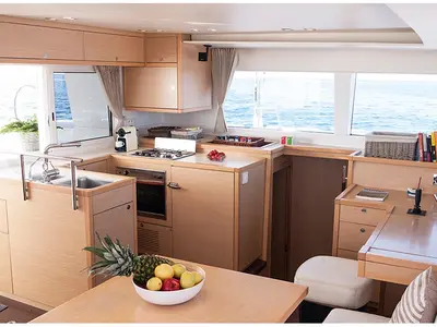 Galley of Balok, a Lagoon 450 catamaran at Santa Eulària des Riu, Spain