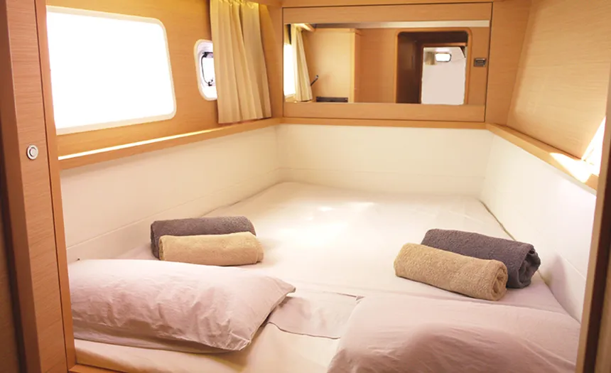 Cabin on Balok, a Lagoon 450 catamaran at Santa Eulària des Riu, Spain