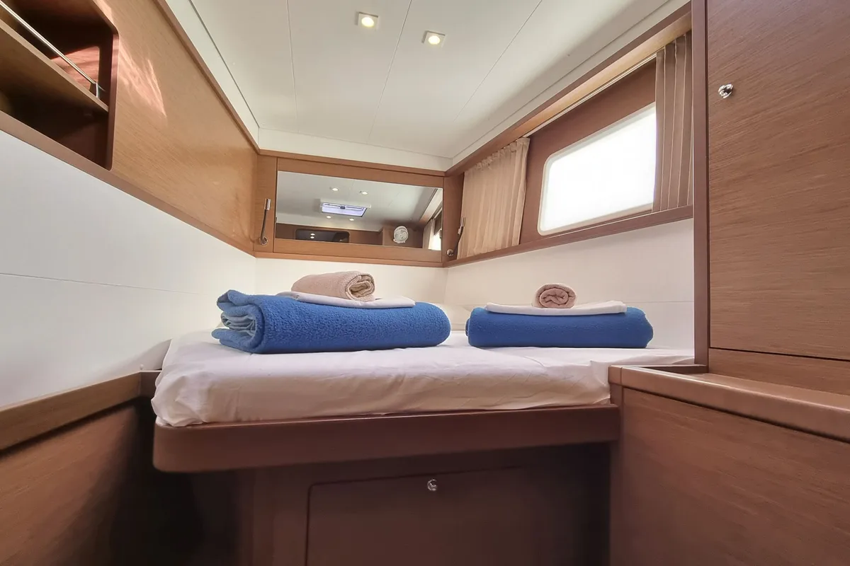 Cabin on SAMOGON, a Lagoon 450 Fly catamaran at Rogač, Croatia