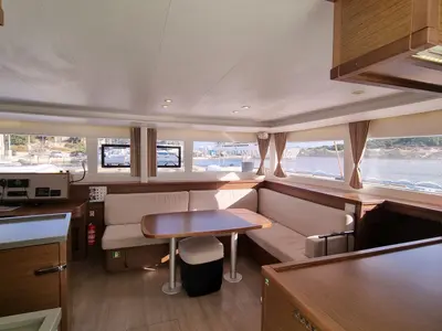 Salon of SAMOGON, a Lagoon 450 Fly catamaran at Rogač, Croatia