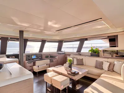 Christal Mio, a Fountaine Pajot Power 67 catamaran at Athens, Greece