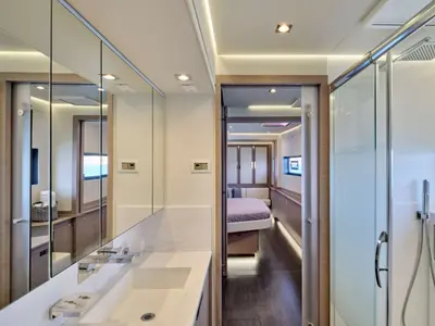 Christal Mio, a Fountaine Pajot Power 67 catamaran at Athens, Greece