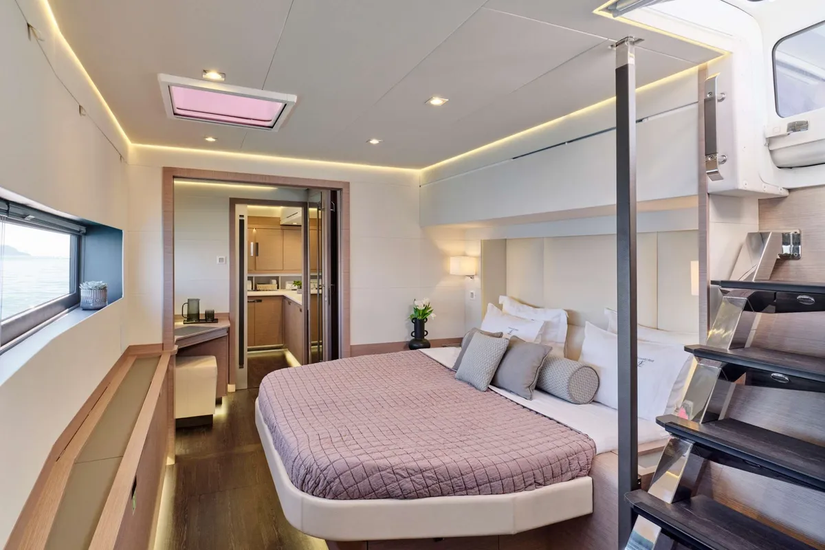 Christal Mio, a Fountaine Pajot Power 67 catamaran at Athens, Greece