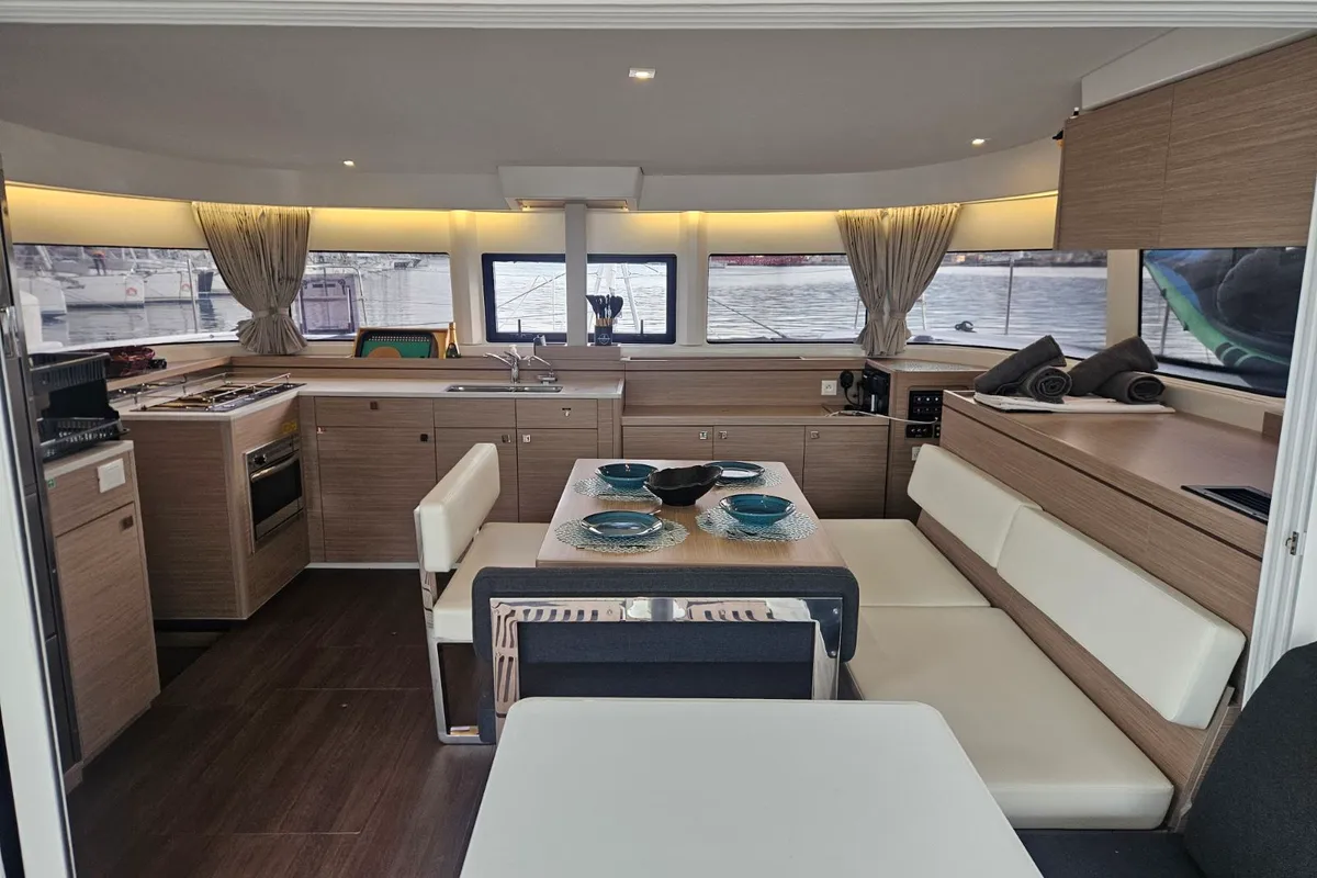 Salon of Aelia, a Lagoon 43 catamaran at Volos Municipality, Greece