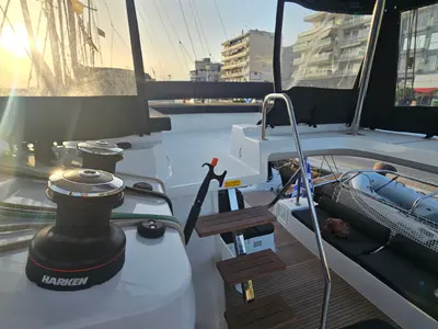 Deck of Aelia, a Lagoon 43 catamaran at Volos Municipality, Greece