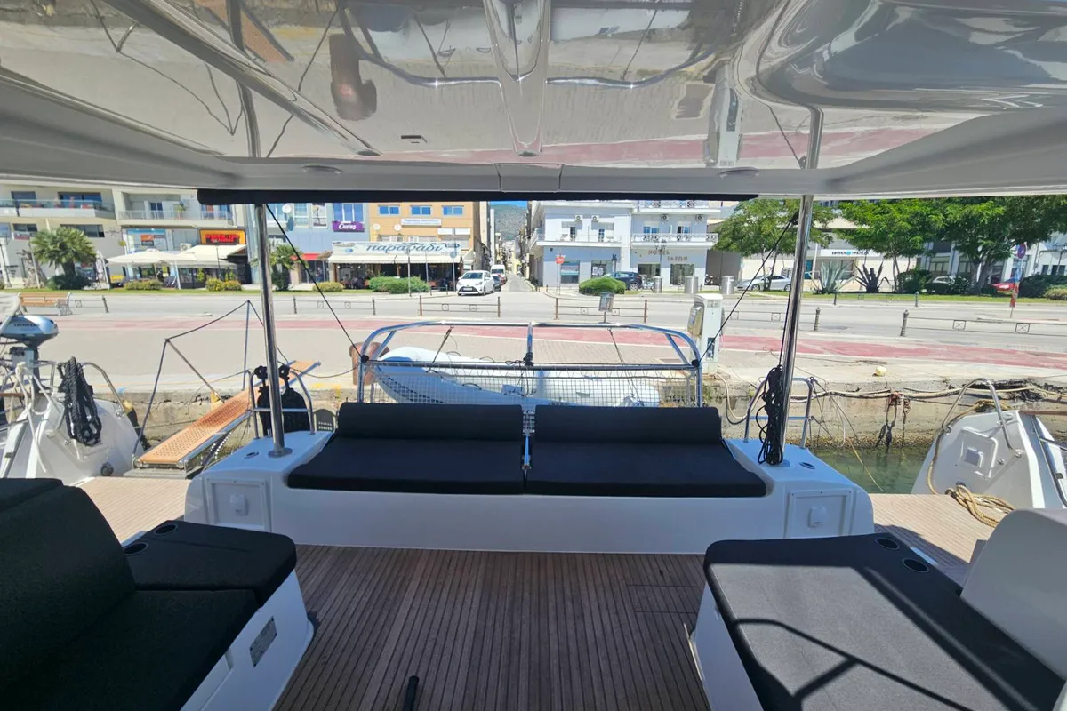 Deck of Aelia, a Lagoon 43 catamaran at Volos Municipality, Greece