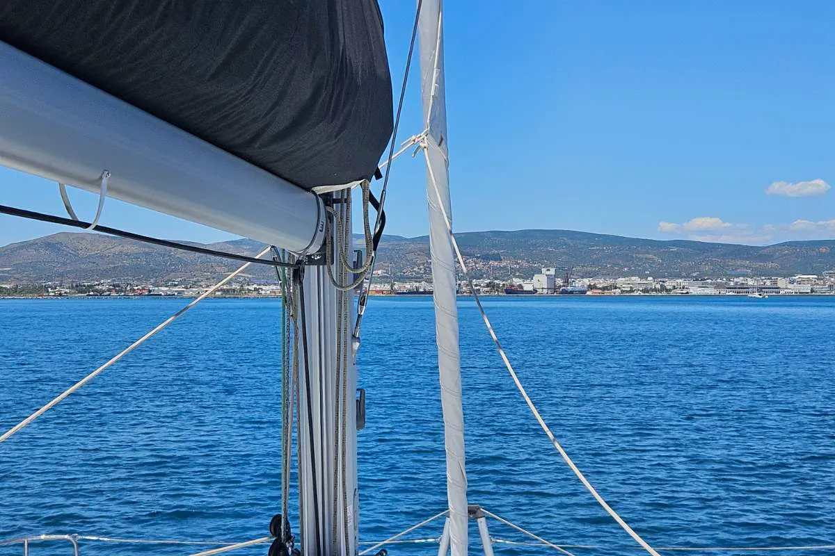 Deck of Aelia, a Lagoon 43 catamaran at Volos Municipality, Greece