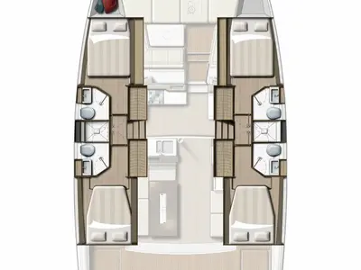 Floor plan of Aquilon, a Bali 4.2 catamaran at Plan-d'Aups-Sainte-Baume, France