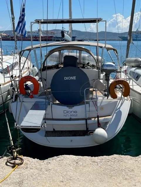 Exterior view of Dione, a Jeanneau Sun Odyssey 36i sailboat at Lavreotiki Municipal Unit, Greece