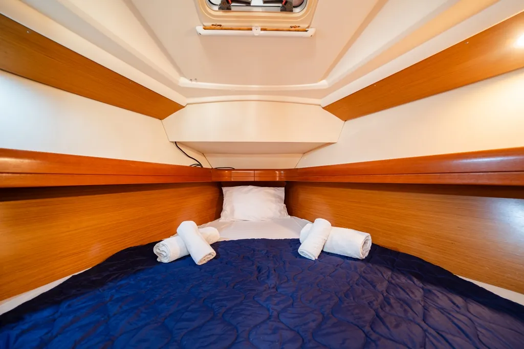 Cabin on Dione, a Jeanneau Sun Odyssey 36i sailboat at Lavreotiki Municipal Unit, Greece